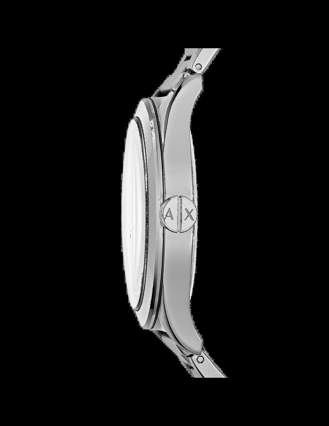 Attache bracelet Armani Exchange AX2320 acier inoxydable brossé à maillons, fermoir déployant triple boucle avec poussoirs