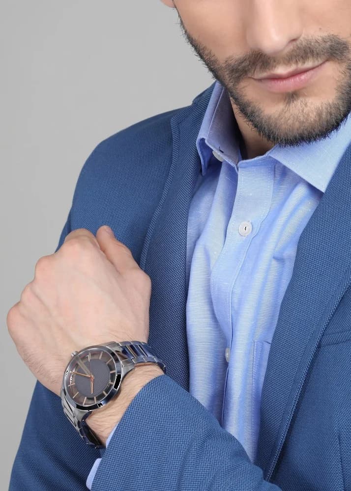 Montre Homme Armani Exchange AX2405 Cadran Bleu Transparent en Acier vue 5