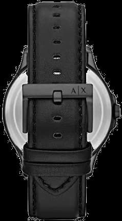 Attache bracelet Armani Exchange AX2411 en cuir noir avec coutures contrastantes et boucle ardillon