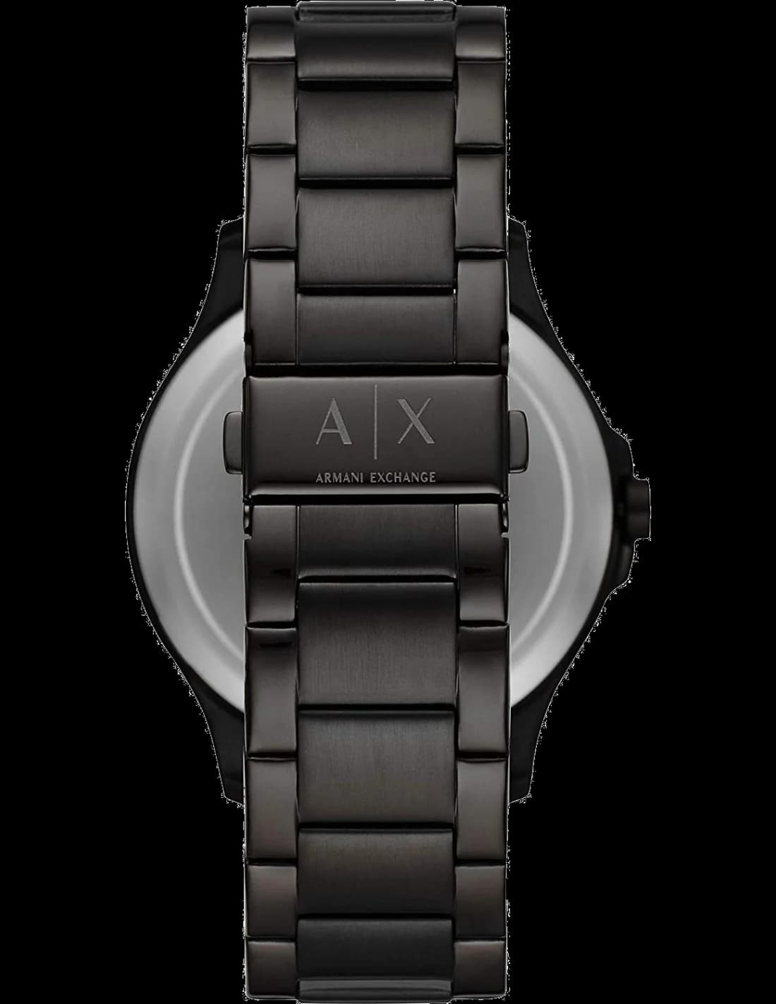 Lunette boîtier Armani Exchange AX2413 en acier noir brossé de 44 mm avec couronne crantée et verre minéral