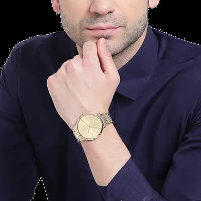 Montre Homme Armani Exchange AX2707 en acier inoxydable doré jaune vue 4