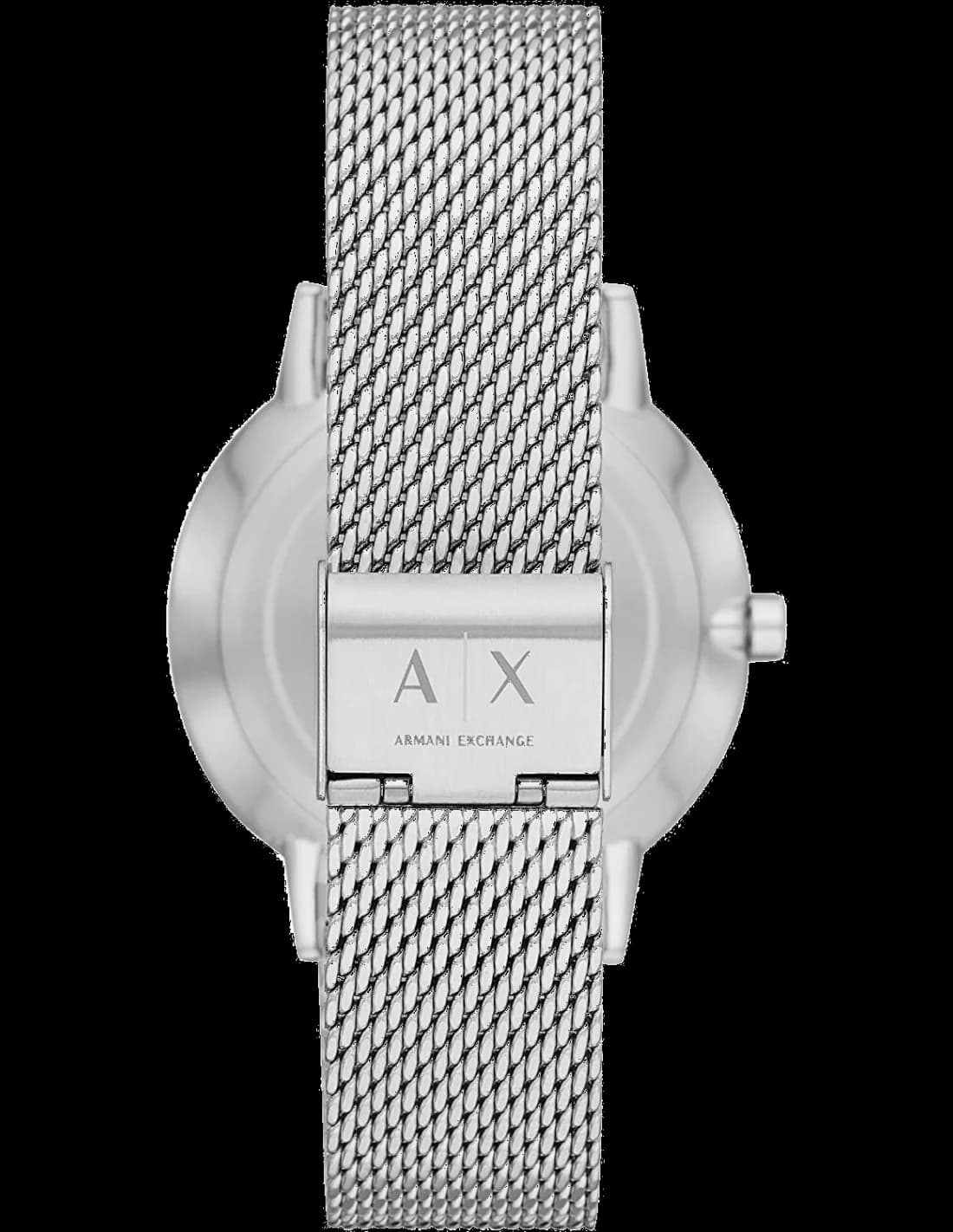 Attache bracelet Armani Exchange AX2714 en maille milanaise acier inoxydable avec fermoir déployant, ajustable et confortable