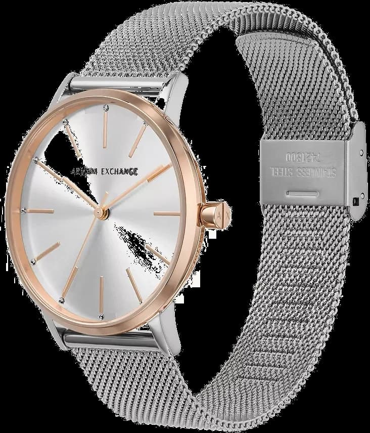 Montre Femme Armani Exchange AX5537 en acier argenté à maille milanaise vue 2