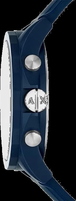 Attache bracelet Armani Exchange AX7128 en silicone bleu texturé doté d'une boucle ardillon acier gravée du logo