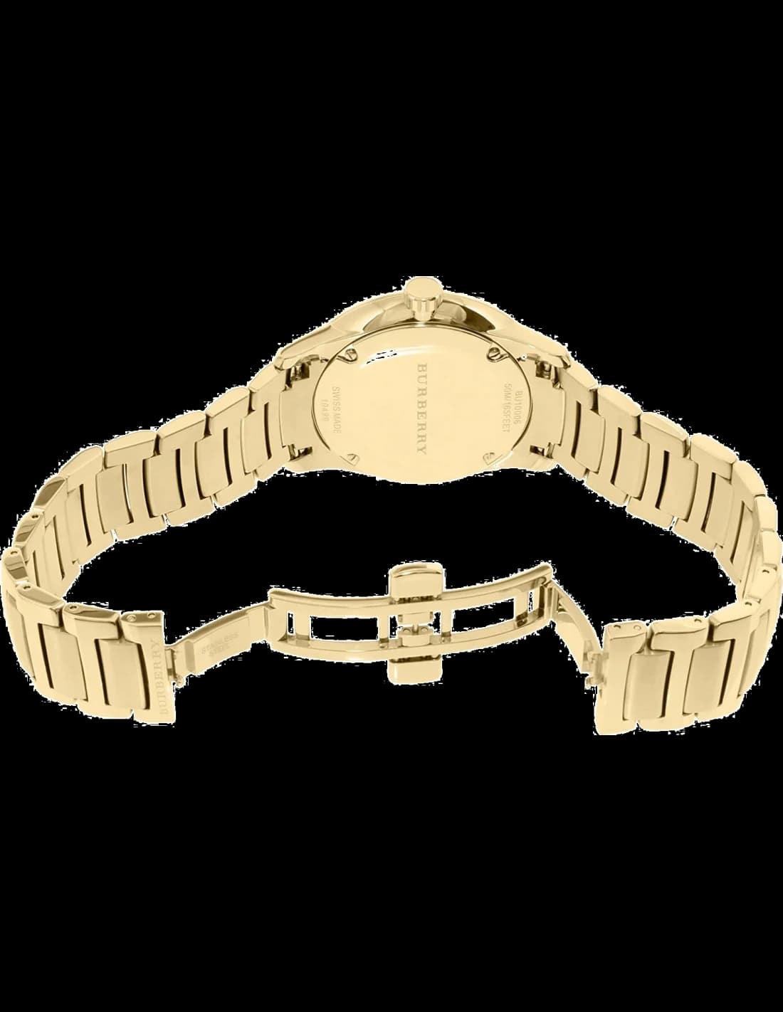 Attache bracelet Burberry BU10006 en acier inoxydable à maillons milanais, fermoir déployant, finition brossée et polie