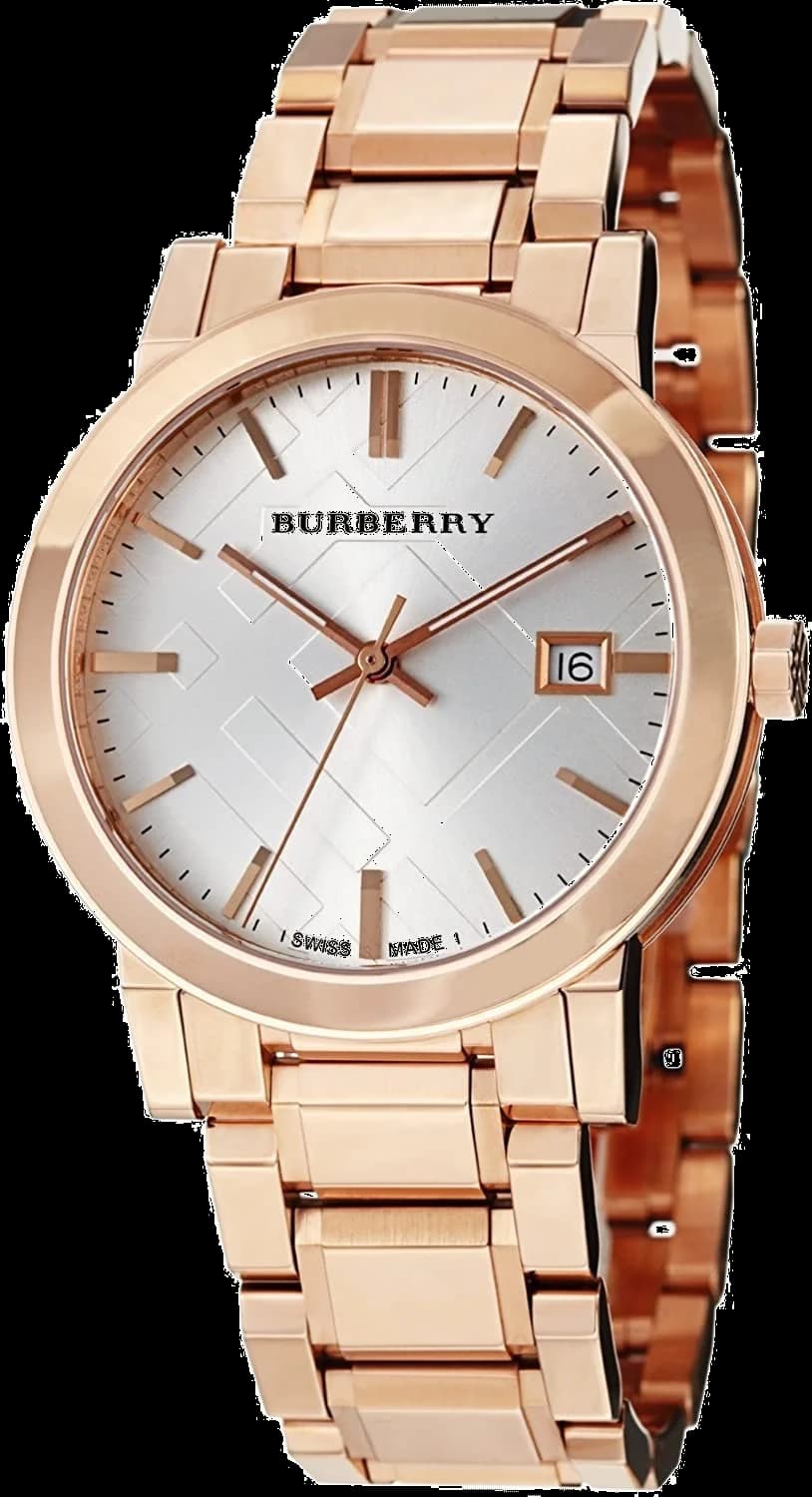 Montre Burberry BU9004 The City Unisexe - Boîtier Acier Or Rose, Cadran Gris Gravé