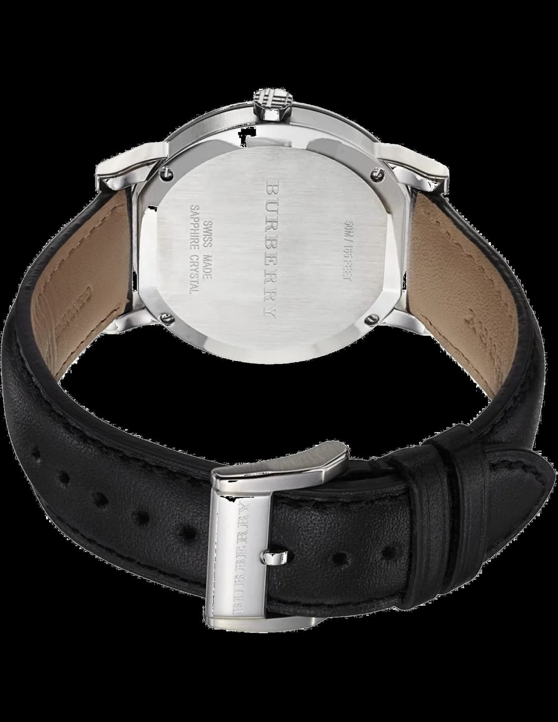 Visage cadran Burberry BU9009 dévoile index appliqués, aiguilles dauphine polies et guichet date à 3h pour une lisibilité optimale