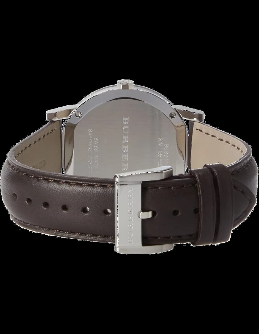 Attache bracelet Burberry BU9011 en cuir marron cousu main avec boucle ardillon en acier inoxydable