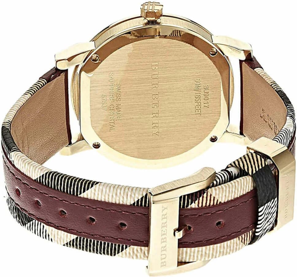 Visage cadran Burberry BU9017 avec index bâtons et aiguilles argentées facettées