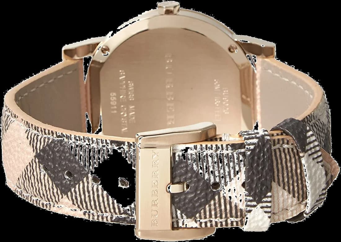 Lunette boîtier Burberry BU9026 en acier inoxydable poli, lunette lisse, profil fin 8mm, verre saphir