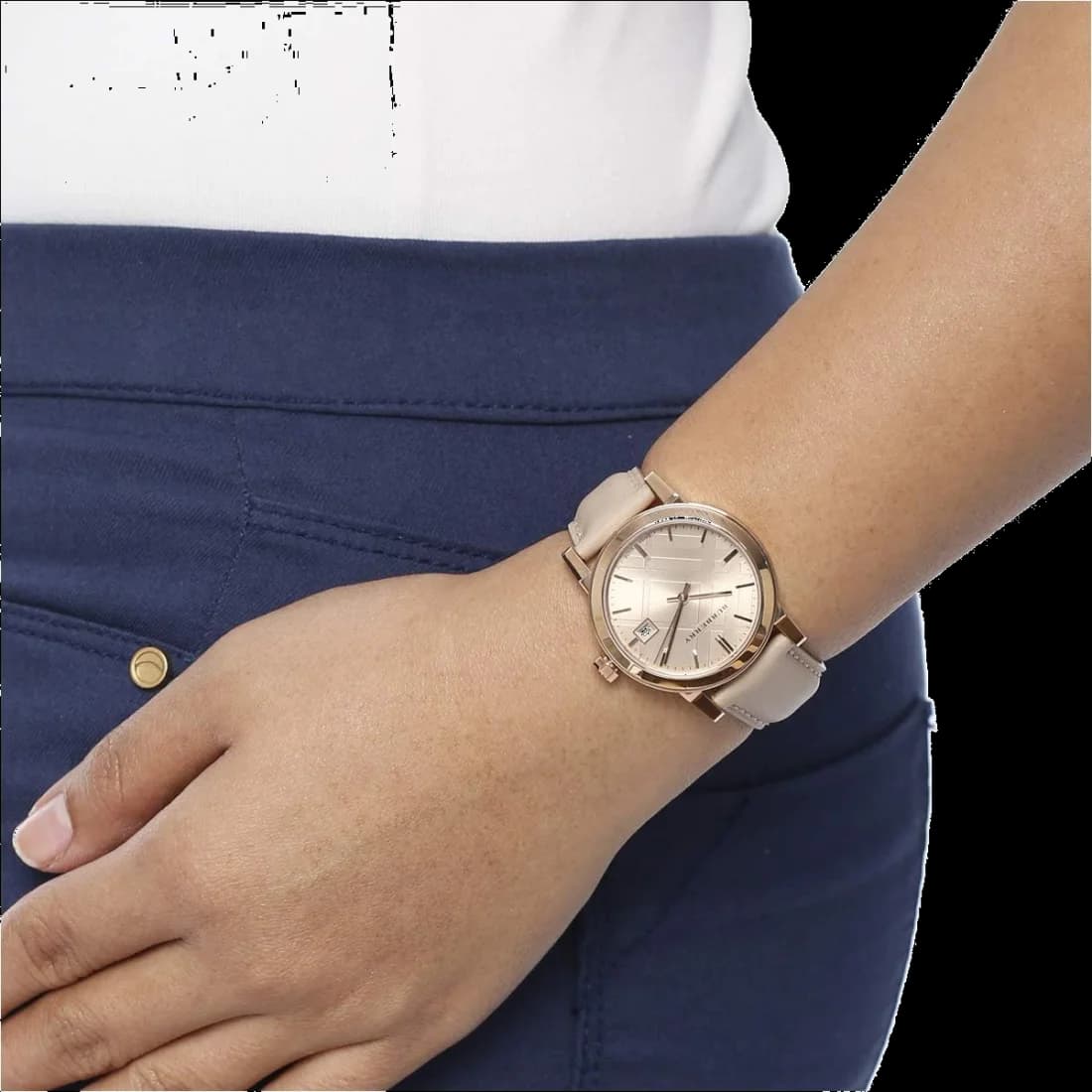 Montre Femme Burberry City BU9109 Cadran Tartan Acier Or & Cuir Beige vue 6