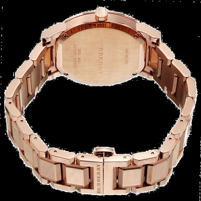 Attache bracelet Burberry BU9126 bracelet acier bicolore avec maillons polis et satinés, fermoir déployant double sécurité