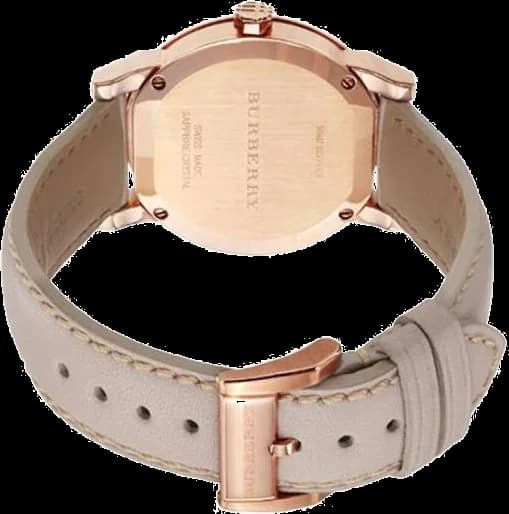 Attache bracelet Burberry BU9131 en cuir beige avec surpiqûres ton sur ton, boucle ardillon en acier poli