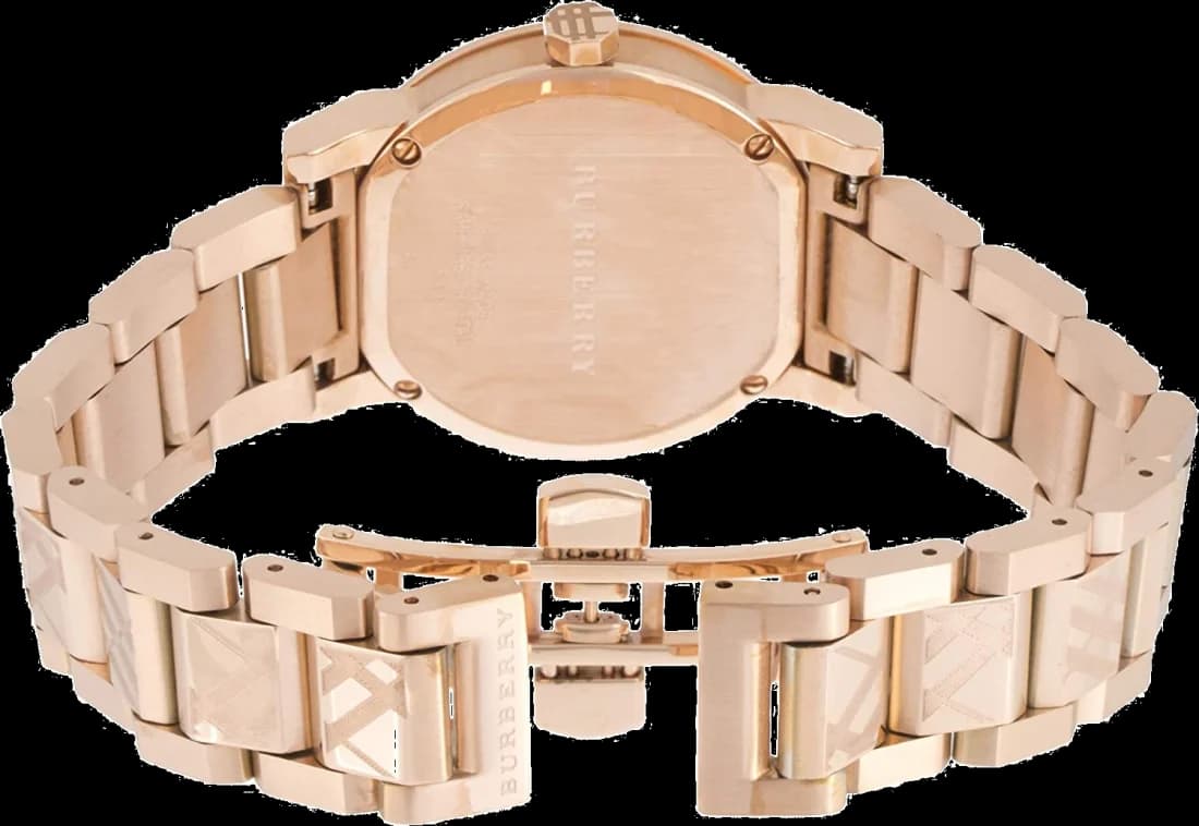 Lunette boîtier Burberry BU9146 ronde polie 36mm, verre saphir, fond solide gravé, étanche 50m