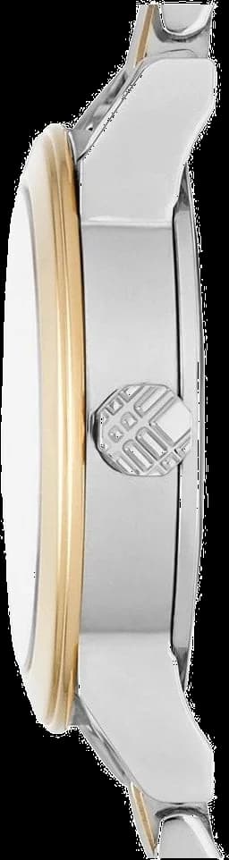 Visage cadran Burberry BU9217 orné d'index bâton en or rose, aiguilles dauphine, date à 3h, mouvement quartz suisse