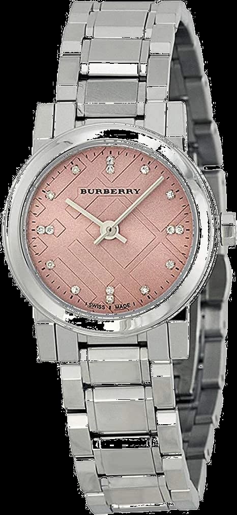 Montre Femme Burberry BU9223 City en Acier, Cadran Or Rose avec Index Diamants