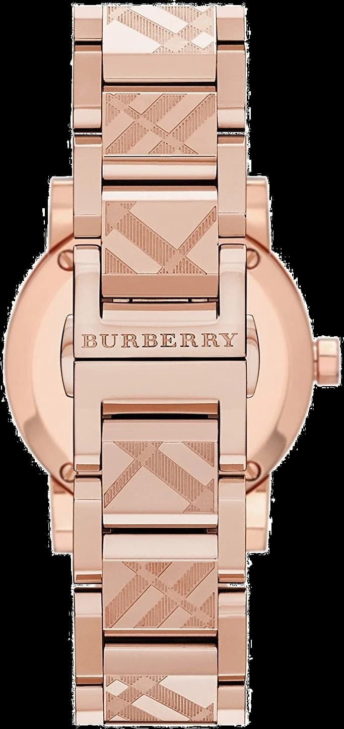 Attache bracelet Burberry BU9235 se compose d'un bracelet acier rose gold à maillons jonc, fermoir déployant triple boucle sécurisé et ajustable