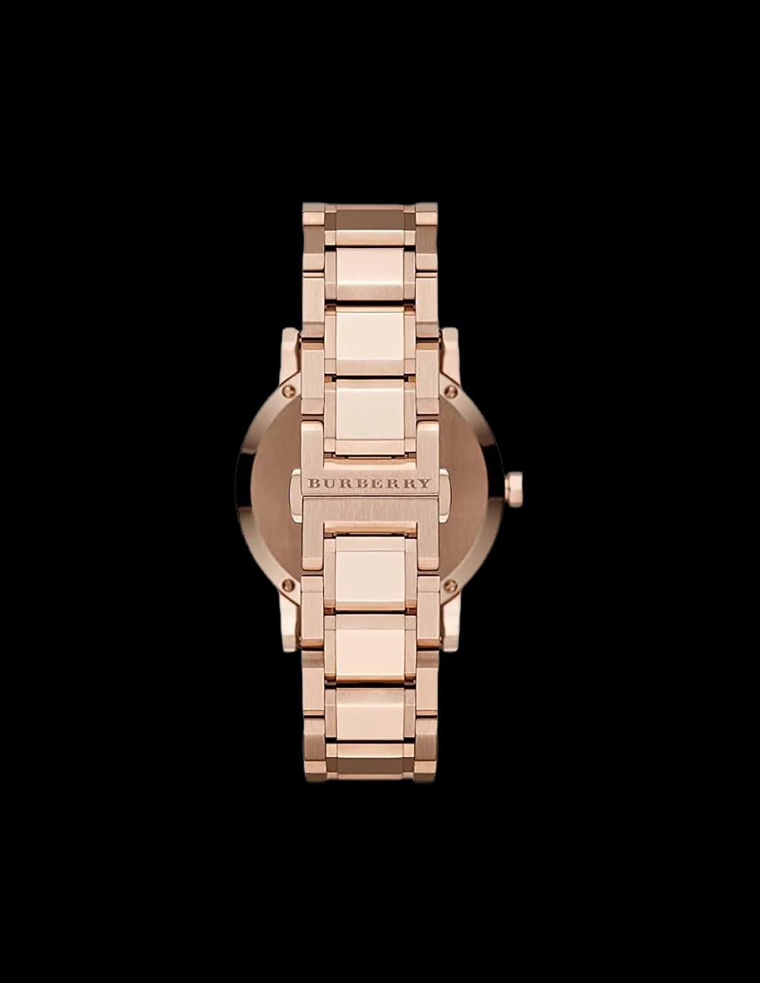 Lunette boîtier Burberry BU9353 ronde en acier inoxydable rehaussé d'or rose, lunette lisse polie, verre saphir antireflet