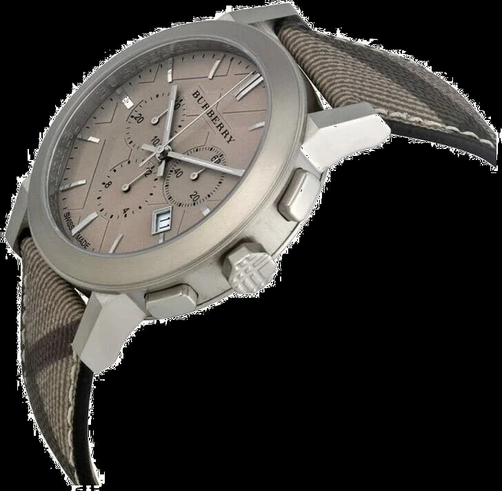 Montre Burberry BU9358 Chronomètre Automatique Unisexe, Cadran Smoke Check Acier, Bracelet Cuir Noir vue 2