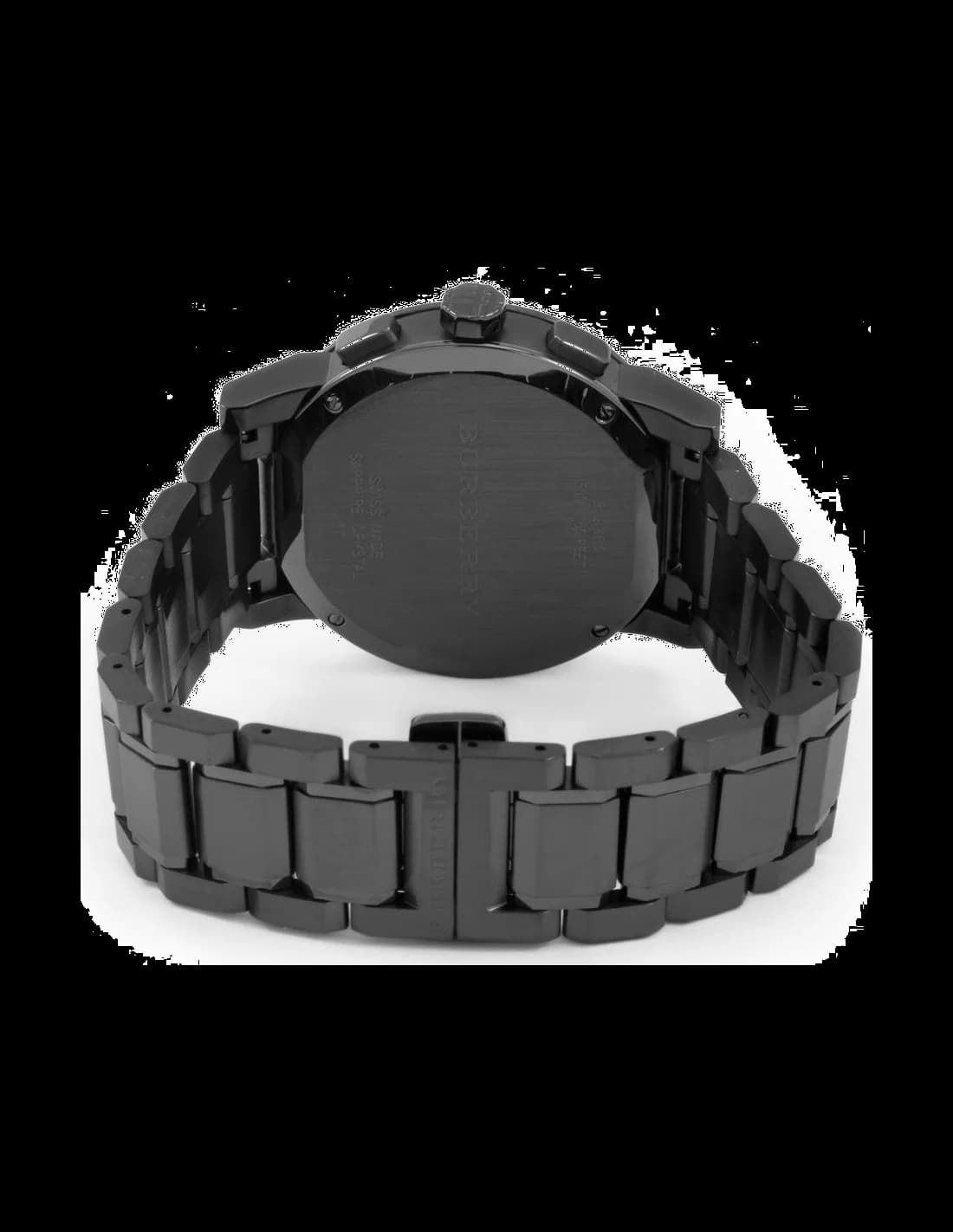 Attache bracelet Burberry BU9365 en acier inoxydable à triple boucle déployante, motif carreau signature