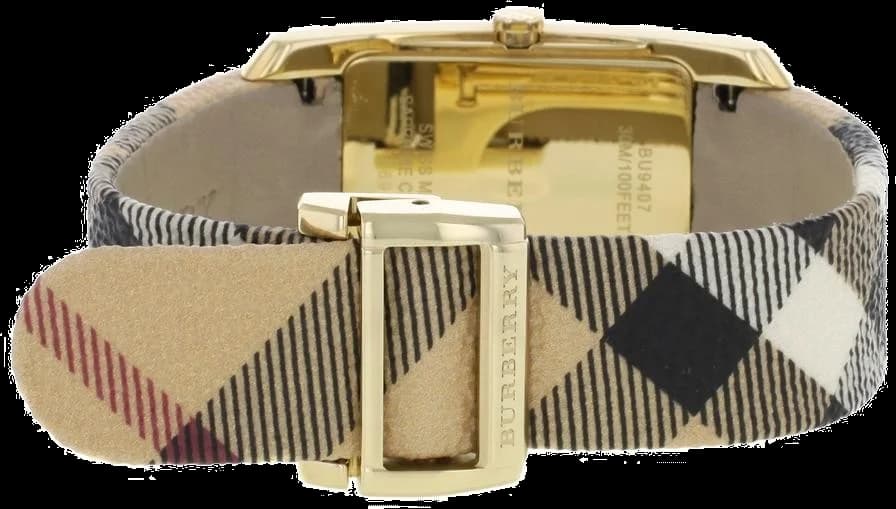 Attache bracelet Burberry BU9407 en cuir beige avec boucle ardillon, matière premium pour confort durable