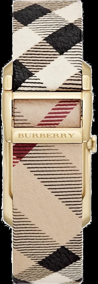 Attache bracelet Burberry BU9509 cuir beige motif Check, boucle ardillon, finition grainée souple