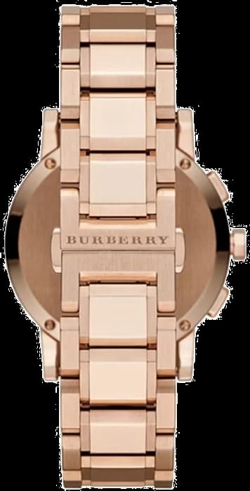 Attache bracelet Burberry BU9754 en acier rose gold massif, fermoir déployant sécurisé, maillons polis et satinés, ajustable