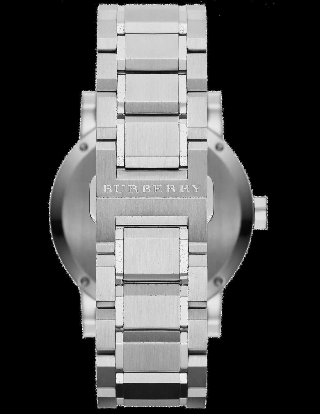 Attache bracelet Burberry BU9900 en acier inoxydable à maillons jonc, fermoir déployant gravé du logo