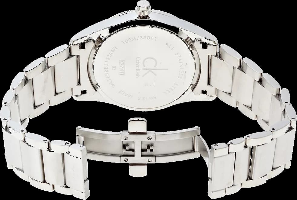 Attache bracelet Calvin Klein K2241120 en acier inoxydable brossé à boucle déployante signée CK