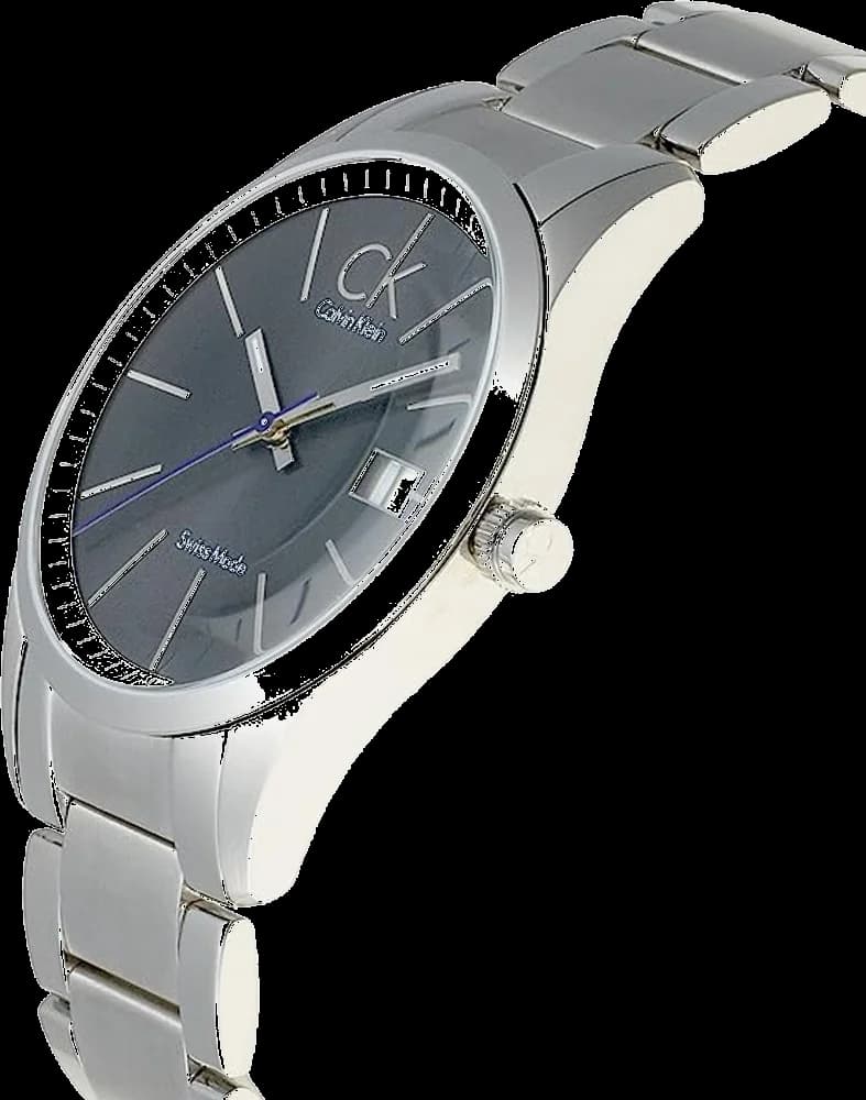 Visage cadran Calvin Klein K2246107 dévoilant des index appliqués polis et aiguilles dauphine sans date, style minimaliste Bold
