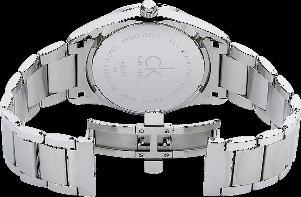 Attache bracelet Calvin Klein K2246120 en acier inoxydable avec fermoir déployant, maillons satinés et polis alternés
