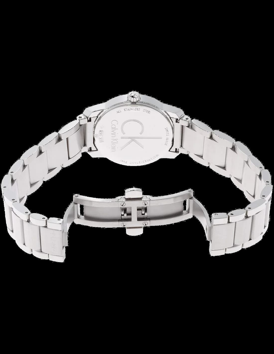 Attache bracelet Calvin Klein K2G23146 en acier inoxydable à maillons brossés, fermoir déployant signé CK