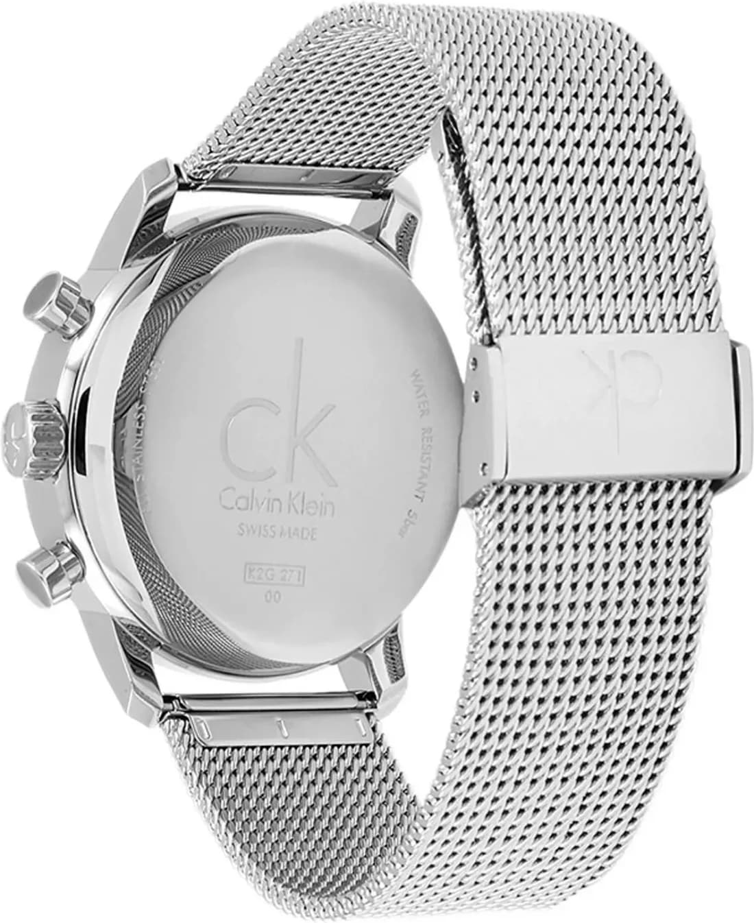 Attache bracelet Calvin Klein K2G27126 en maille milanaise acier inoxydable avec fermoir déployant papillon