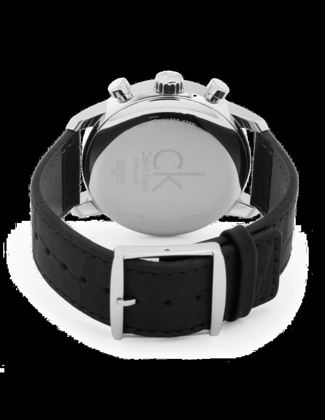 Visage cadran Calvin Klein K2G271C6 affichant compteurs chronographe à 3, 6 et 9h, date à 4h30, aiguilles luminescentes