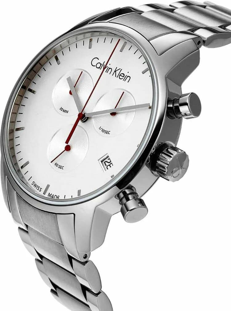 Visage cadran Calvin Klein K2G271Z6 avec index bâton et aiguilles centrales heures/minutes, finition soleillée noire, sans complications