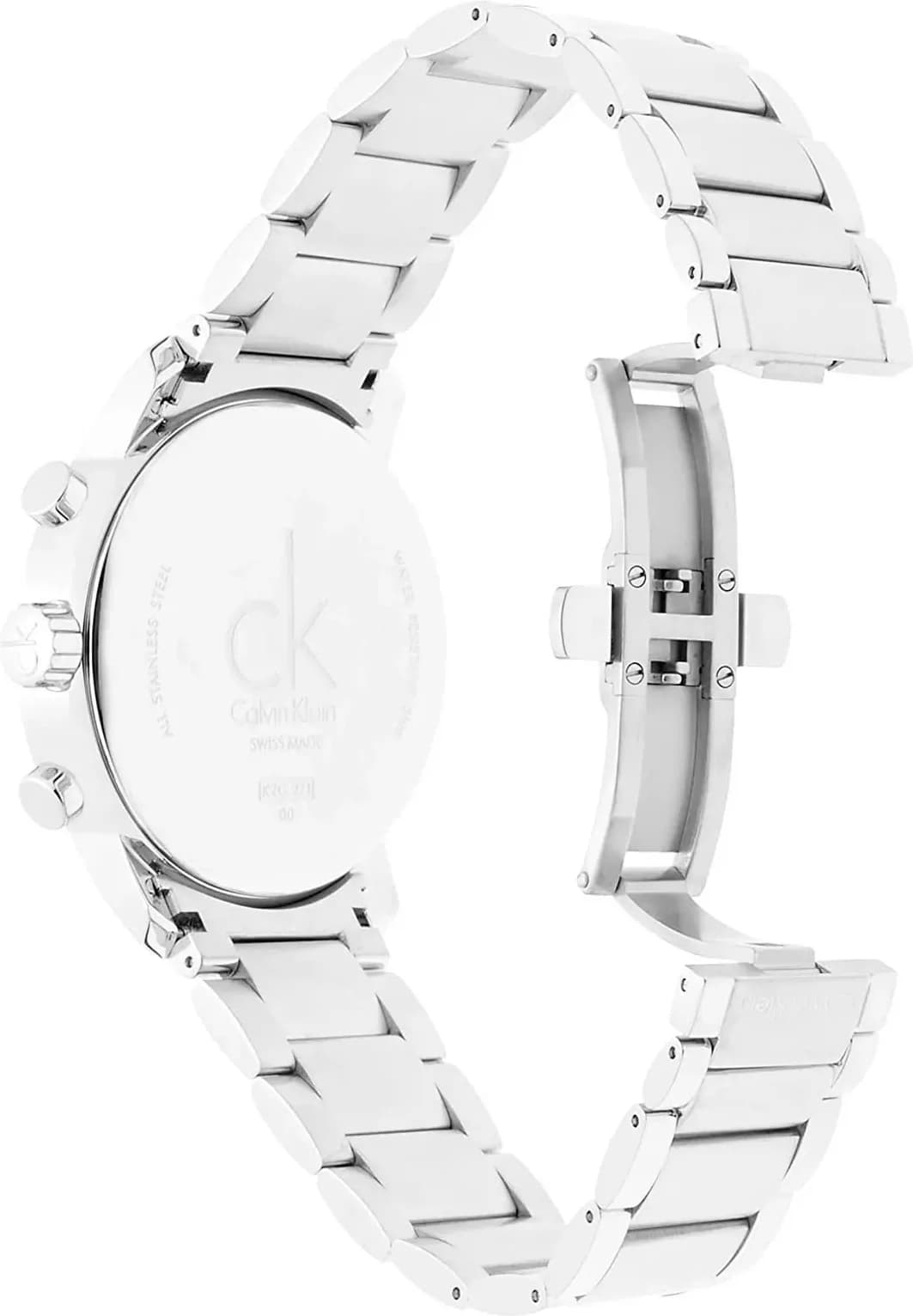 Attache bracelet Calvin Klein K2G271Z6 en acier inoxydable noir avec boucle déployante, maillons joncs ajustables, fermoir sécurisé