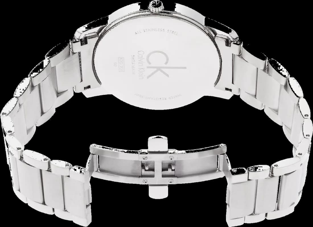 Attache bracelet Calvin Klein K2G2G146 bracelet acier inoxydable brossé et poli, fermoir déployant triple, maillons satinés