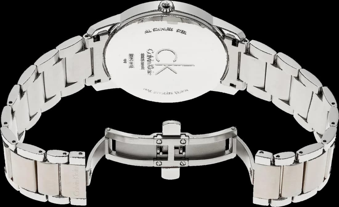 Attache bracelet Calvin Klein K2G2G14Y fermé par boucle déployante en acier inoxydable, maillons polis et satinés alternés