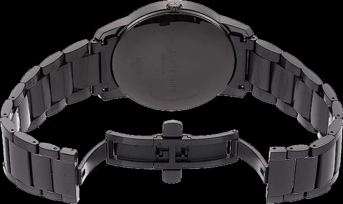Attache bracelet Calvin Klein K2G2G4B1 en acier inoxydable brossé, fermoir déployant double sécurité, maillons ajustables