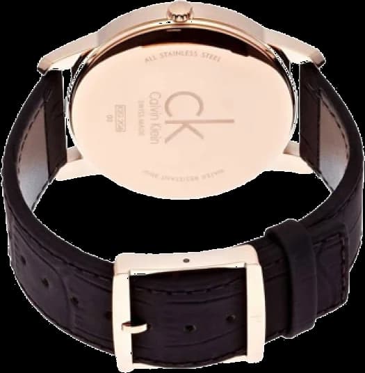 Attache bracelet Calvin Klein K2G2G6G3 en cuir marron cousu main et boucle ardillon en acier