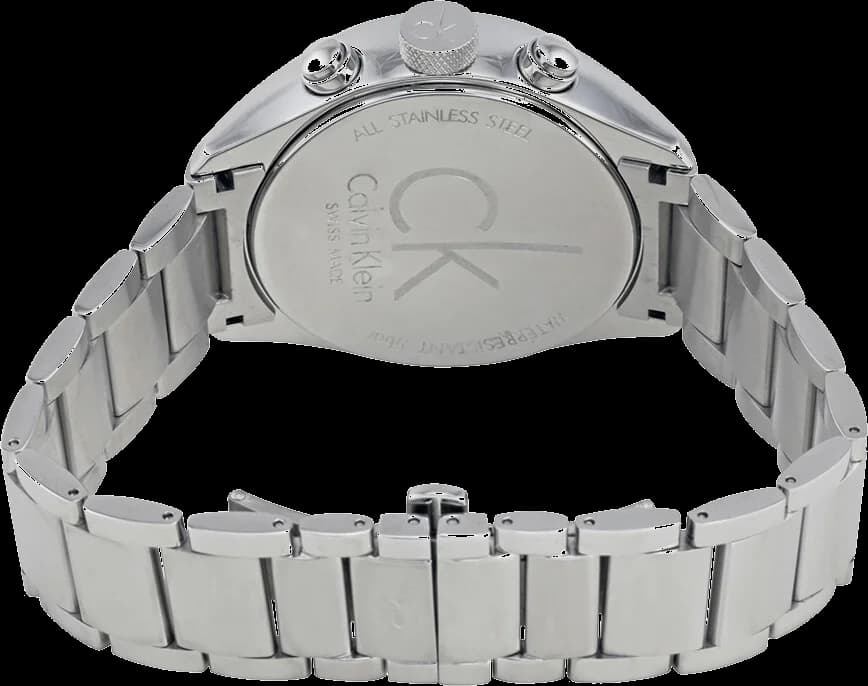 Attache bracelet Calvin Klein K2H27126 en acier inoxydable brossé avec boucle déployante et poussoirs de sécurité intégrés
