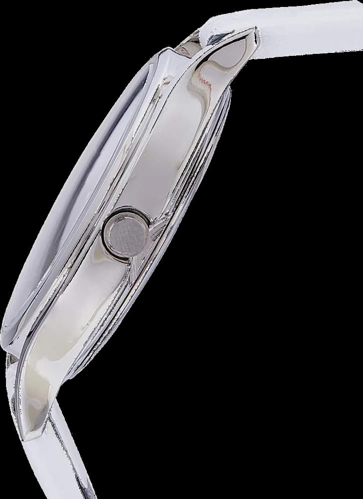 Visage cadran Calvin Klein K2U231KW présentant index bâtons argentés, aiguilles dauphine, date à 3h, mouvement quartz suisse