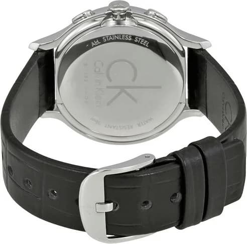 Attache bracelet Calvin Klein K2U291C1 cuir noir grainé cousu, boucle ardillon acier inoxydable, confort et robustesse