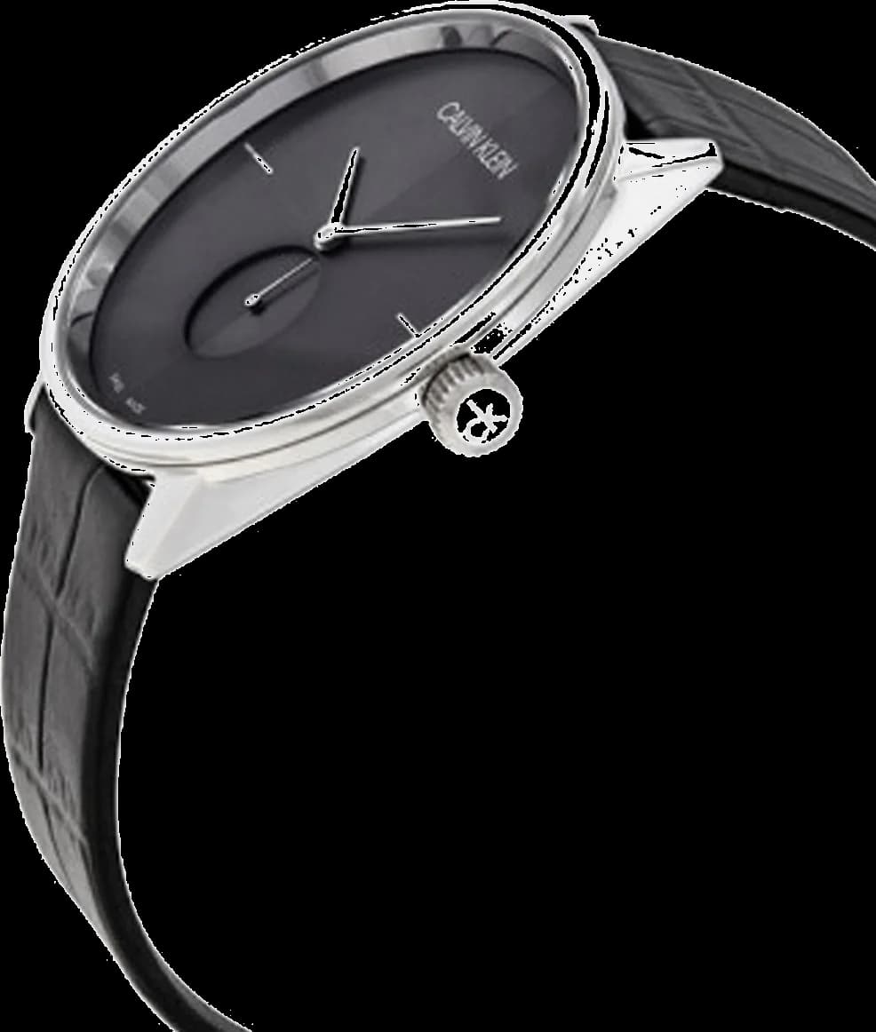 Visage cadran Calvin Klein K2Y211C3 avec index bâton appliqués et aiguilles dauphine, date à 3h, lisibilité parfaite