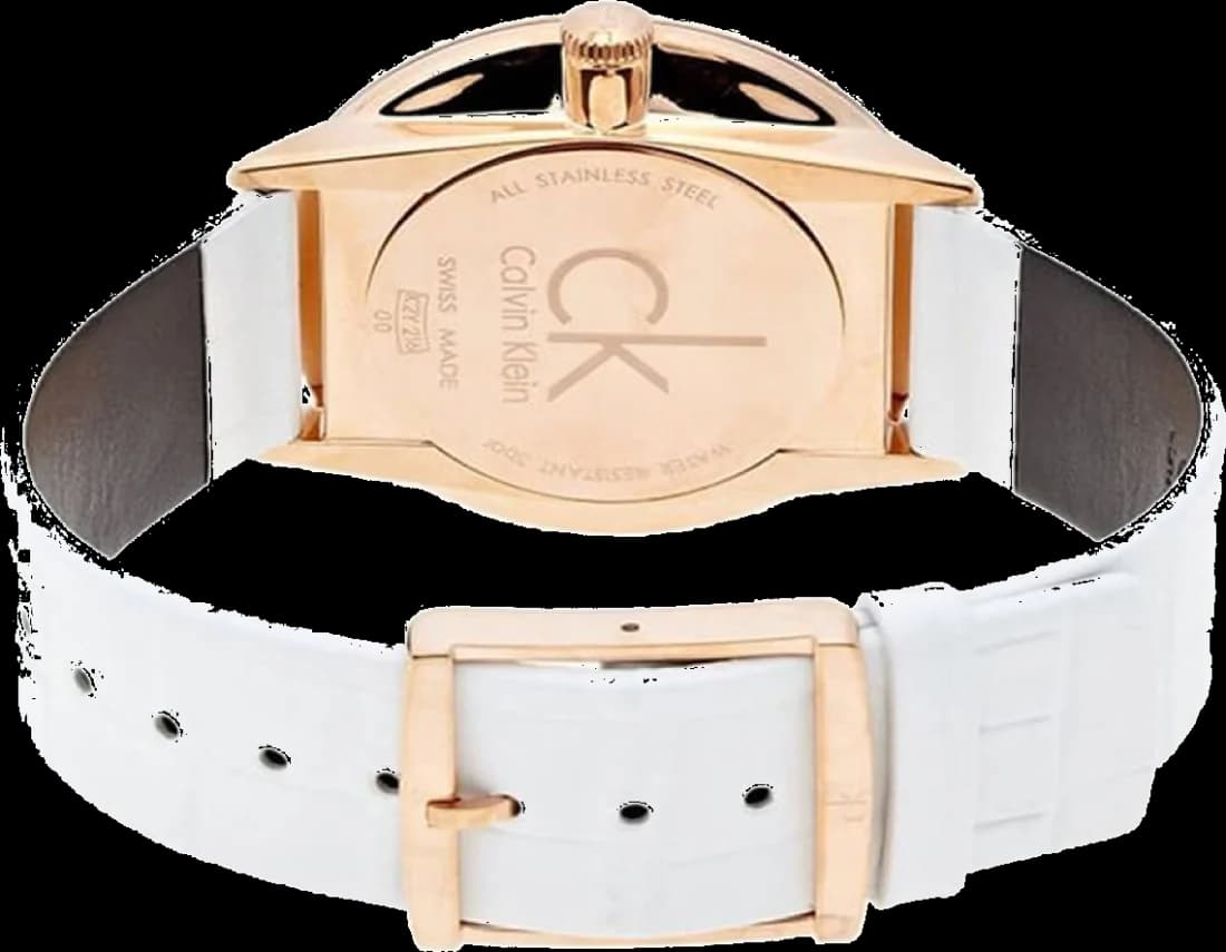 Attache bracelet Calvin Klein K2Y216K6 avec bracelet cuir blanc lisse et boucle ardillon en acier