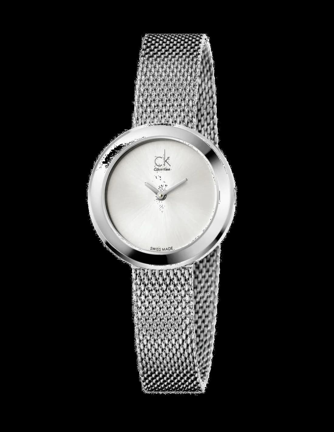 Montre Femme Calvin Klein Firm K3N23126 Acier Poli Cadran Noir Maille Milanaise Swiss Made