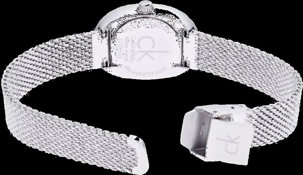 Attache bracelet Calvin Klein K3P23121 en maille milanaise argentée à mailles fines et fermoir déployant sécurisé