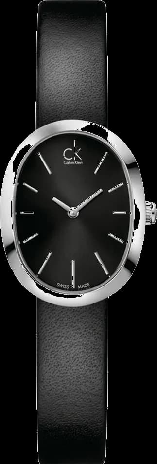 Montre Femme Calvin Klein Incentive K3P231C1, Cadran Noir Ovale, Bracelet Cuir Noir