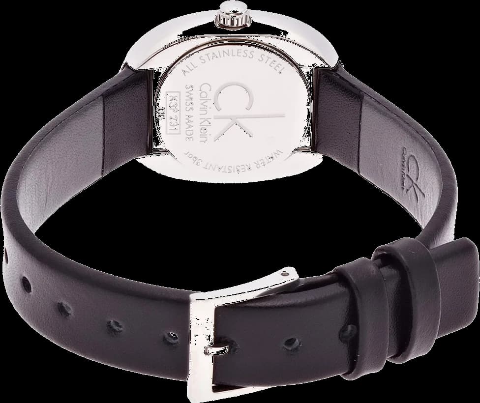 Attache bracelet Calvin Klein K3P231C1 bracelet cuir noir coutures contrastantes boucle ardillon acier inoxydable sécurisée