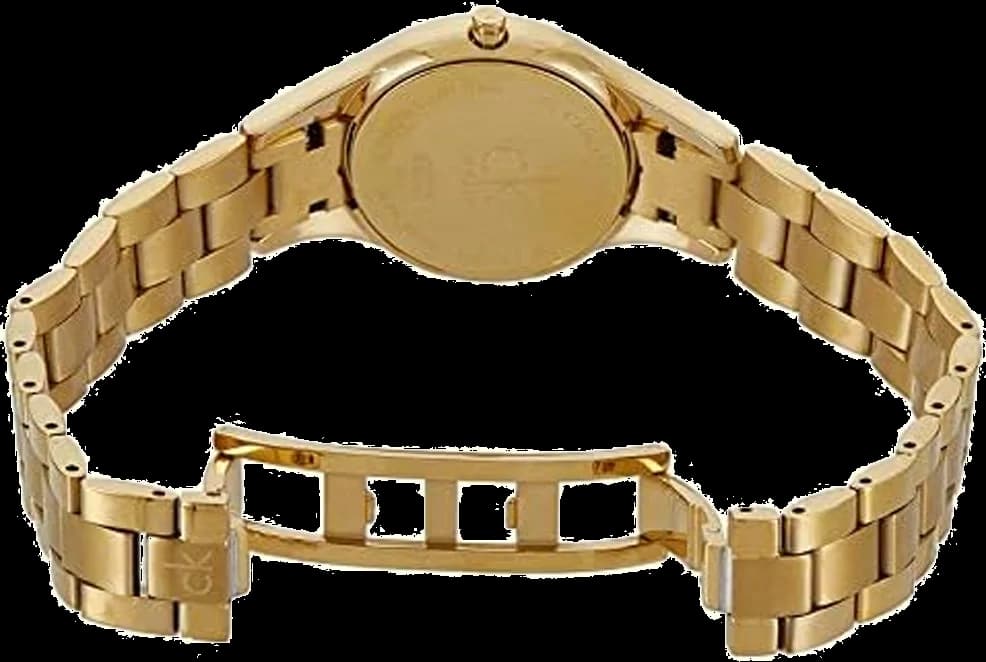 Attache bracelet Calvin Klein K4323212 en acier doré avec fermoir déployant à double sécurité, finition polie miroir